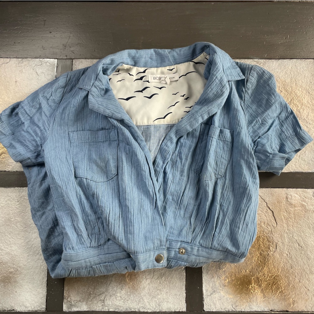 Women’s Blue 70’s Style Romper BCBG